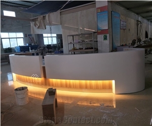 Modern Curved Dental Clinic Solid Surface Reception Desk