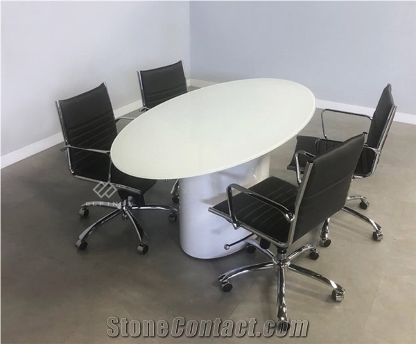 New Design White Artificial Marble Furniture Meeting Table