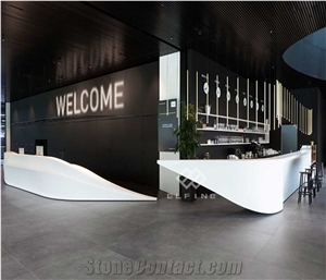 OEM Creative Artificial Marble White Salon Reception Desk
