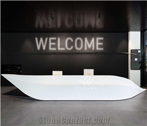 OEM Creative Artificial Marble White Salon Reception Desk