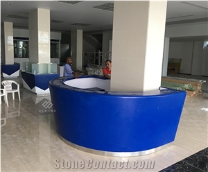 Special White Curved Artificial Marble Office Counter Design