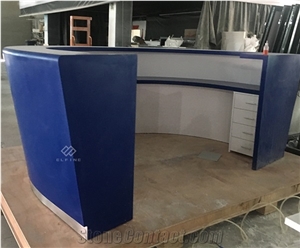 Special White Curved Artificial Marble Office Counter Design