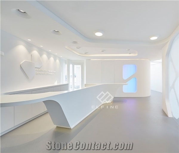 White High Gloss Curved Hotel Reception Desk Design From China Stonecontact Com
