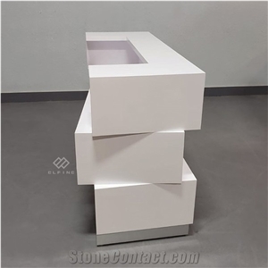 Hotel Customized Acrylic Solid Surface White Reception Desk