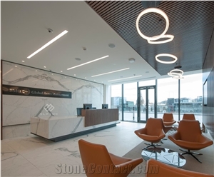 White With Pink Led Light High Quality Amazon Reception Desk