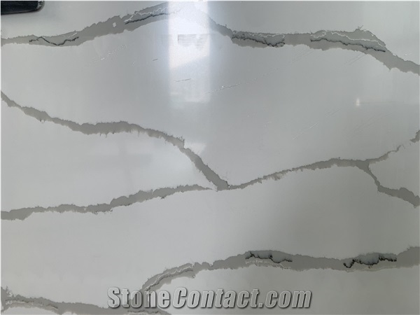 Artificial Quartz Surface Slabs White Calacatta for Countertop