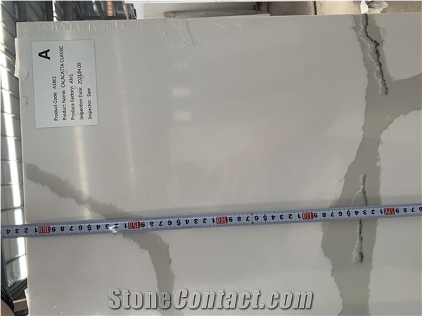 Artificial Quartz Surface Slabs White Calacatta for Countertop