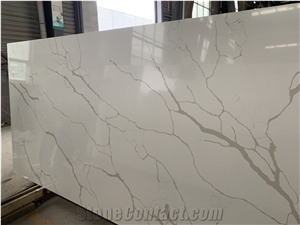 Beautiful Calacatta White Quartz Slabs Engineer Stone