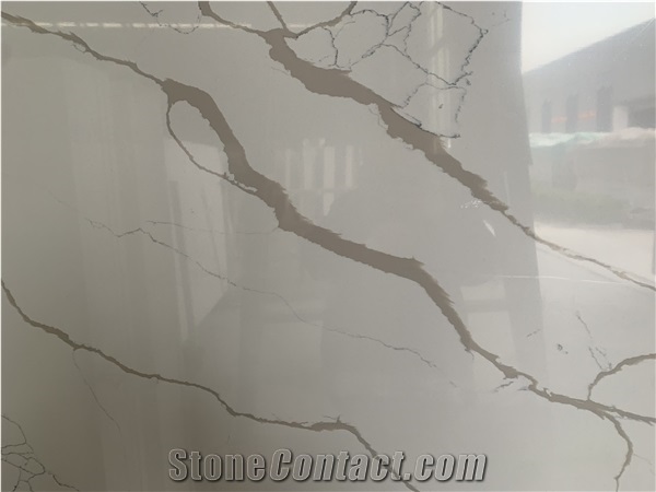 Calacatta Laza White Quartz Stone for Countertop and Vanity
