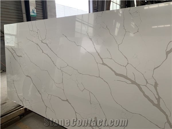 Calacatta Laza White Quartz Stone for Countertop and Vanity