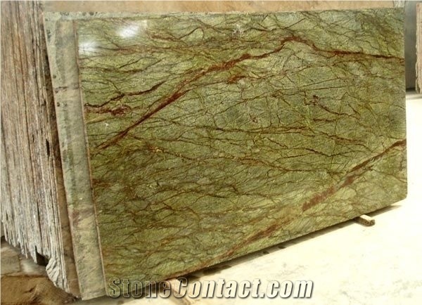 Rainforest Green Marble Tiles, Slabs