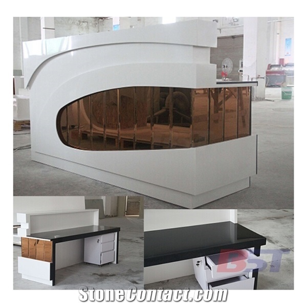 Artificial Stone Custom Design Furniture Solid Surface Reception Desk