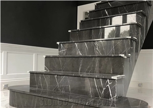 Nero Marquina Marble Staircase