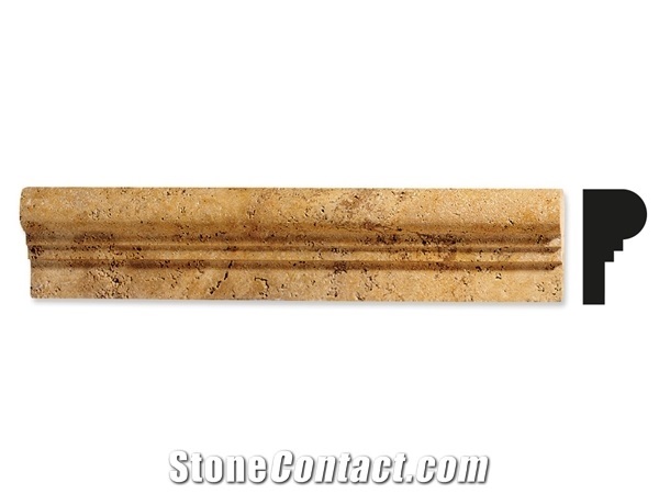 Apollon Gold Travertine Cross-Cut, Unfilled, Honed Double Ogee Moulding, Profile