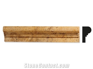 Apollon Gold Travertine Cross-Cut, Unfilled, Honed Double Ogee Moulding, Profile