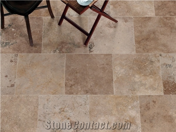 Nero Salbacos Country Travertine Cross-Cut Filled Honed Tile