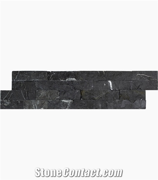 Anatolian Black Splitface Marble Corner, Wall Cladding Panel