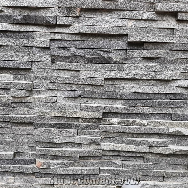 Black Candi Andesite Split Wall Tiles, Indonesia Black Andesite