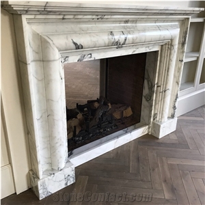 Custom Designed Hand Cut/Carved Marble Fireplace Surround