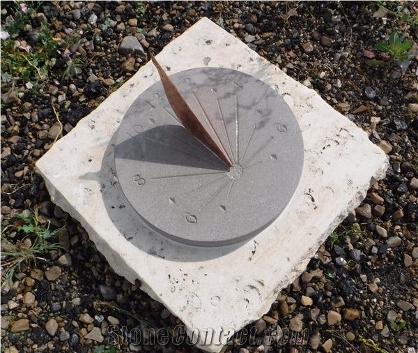 Hand Carved Indiana and Texas Shell Limestone Sundial
