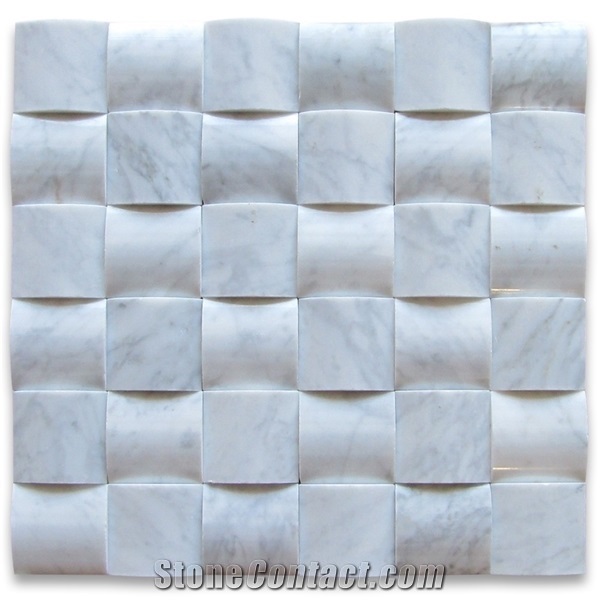 Carrara White Marble 3d Curved Arched Mosaic Tiles