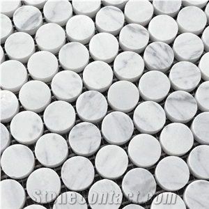Carrara White Marble Penny Rounds Mosaic Tiles