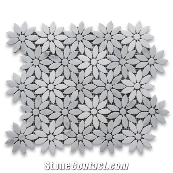 Marble Daisy Flower Mosaic Tile