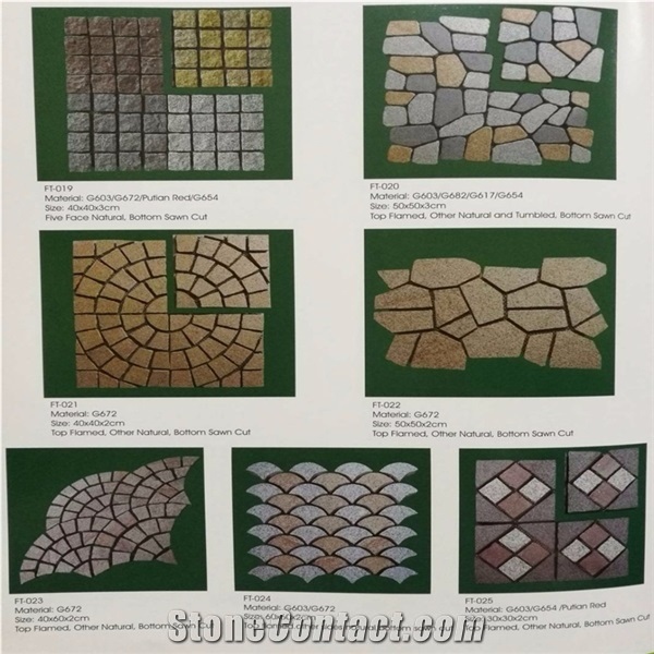 Multicolor Granite Mosaic Paving Stone Patterns