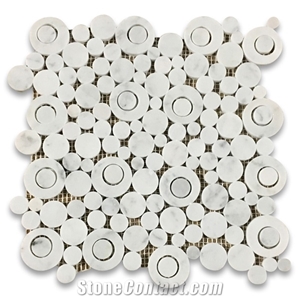 Polished Carrara White Circle Bubble Mosaic Tiles