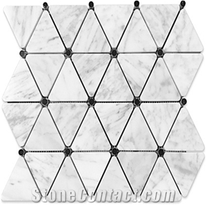 White Marble Mosaic Tile Hexagon Bardiglio Strip