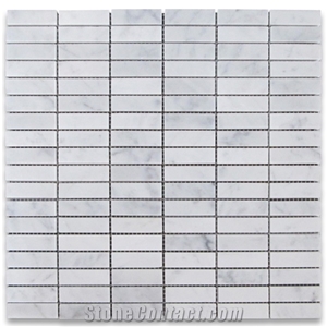 White Marble Rectangular Stack Mosaic Tiles