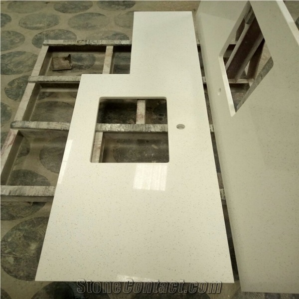 White Quartz Stone Kitchen Countertop