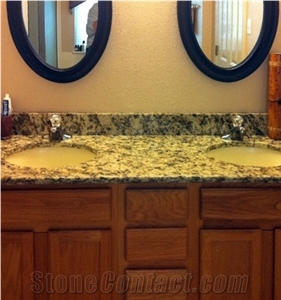 Yellow Granite Bathroom Single Sink Vanity Top