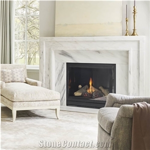 Interior Decor Hand Carved Indoor White Marble Fireplaces