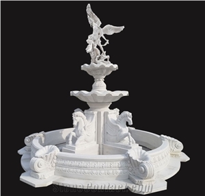 Outdoor Natural White Marble Carved Water Fountains