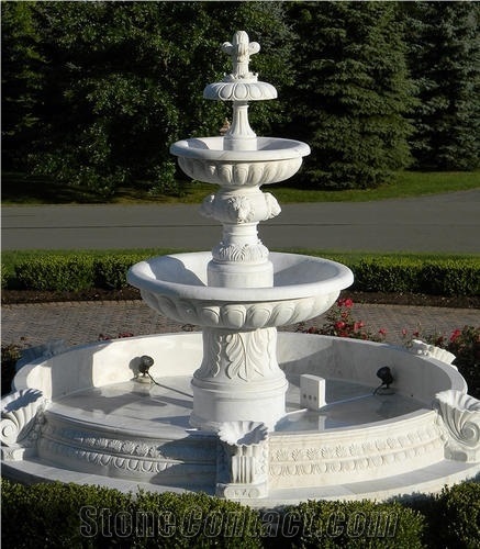 Outdoor Natural White Marble Carved Water Fountains