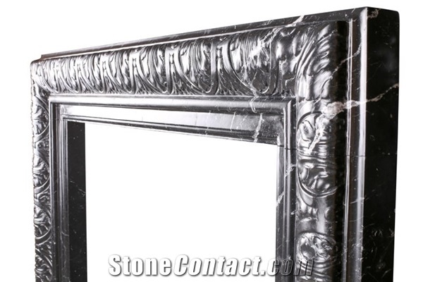 Popular Good Quality Black Marble Mantel Electric Fireplace
