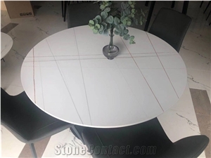 Artificial Marble Bianco Sahara Laurent Sintered Stone Round Table Top