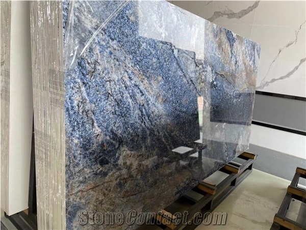 Azul Bahia Artificial Granite Sintered Slab Wall Matched