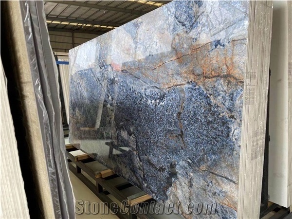 Azul Bahia Artificial Granite Sintered Slab Wall Matched