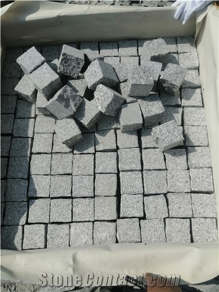 G603 Padang Light Grey Granite Cobble Cube Stone Setts Landscaping Paver