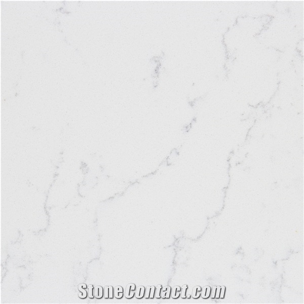 White Carrara Quartz Kitchen Countertops