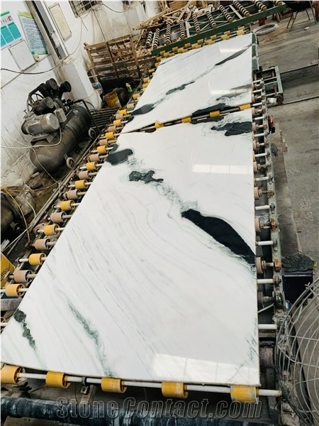 Book-Match Panda White Marble Slab Tiles for Countertop Walling