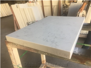 Cararra White Quartz Tops Slab Tiles Flooring Tiles