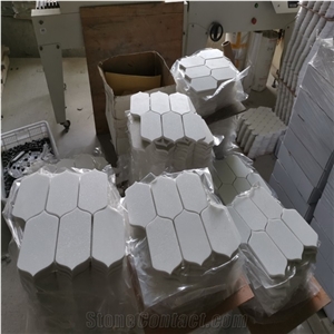 Crystal White Marble Mosaic Tiles Water-Jet Stone