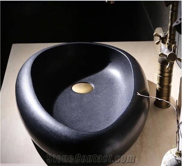 Shanxi Black Granite Wash Basin Sink for Kitchen Bathroom