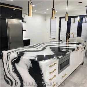 White and Black Marble/Panda White Marble Countertops Tops