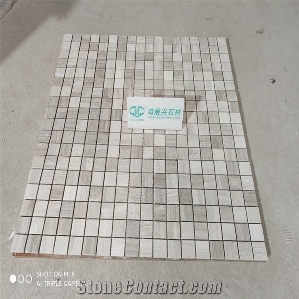 White Wooden Marble Mosaic Tiles Flooring Paving Walling