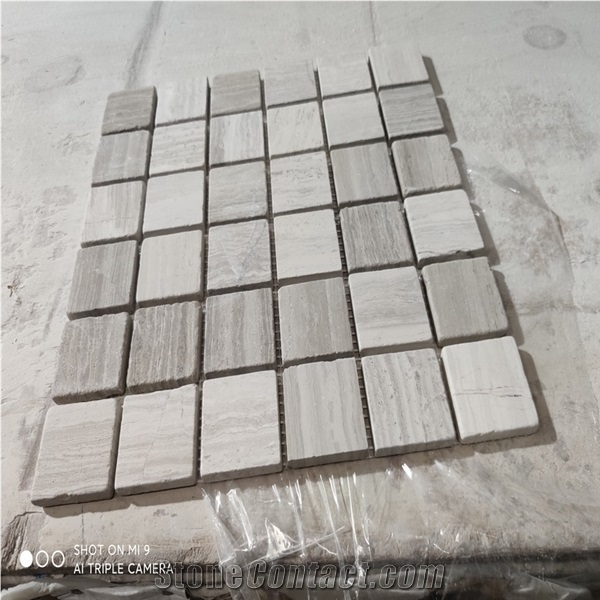 White Wooden Marble Mosaic Tiles Flooring Paving Walling
