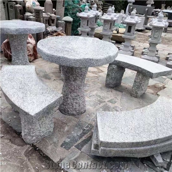 Outdoor Furniture Garden Granite Table and Benches